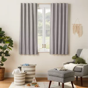 Par de paneles de cortina chambray color gris 42" x 63"- Pillowfort