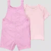 Conjunto de 2 piezas para bebé talla 3 meses con overol y camisa corta -Carter's
