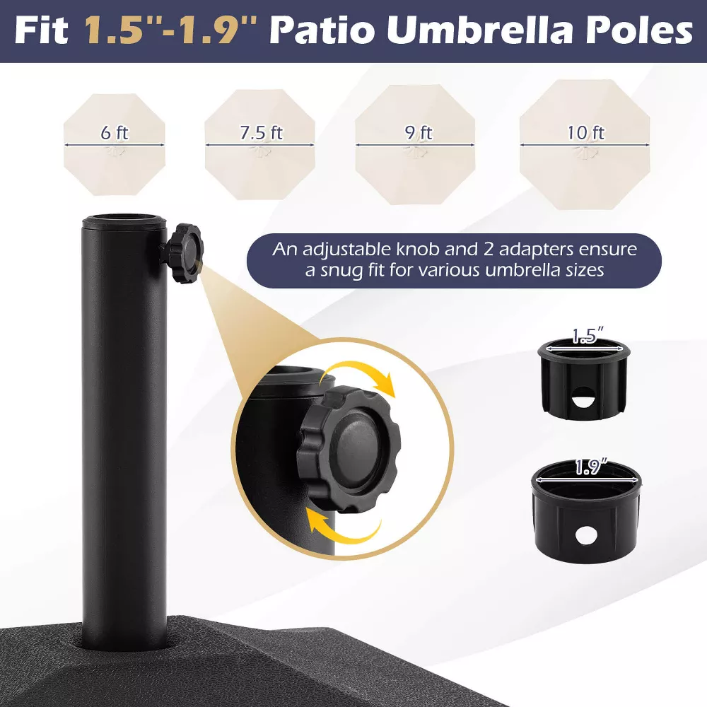 Base para sombrilla rellenable de 40 kg (90 lb) de alta resistencia con 2 ruedas -Costway - Imagen 3