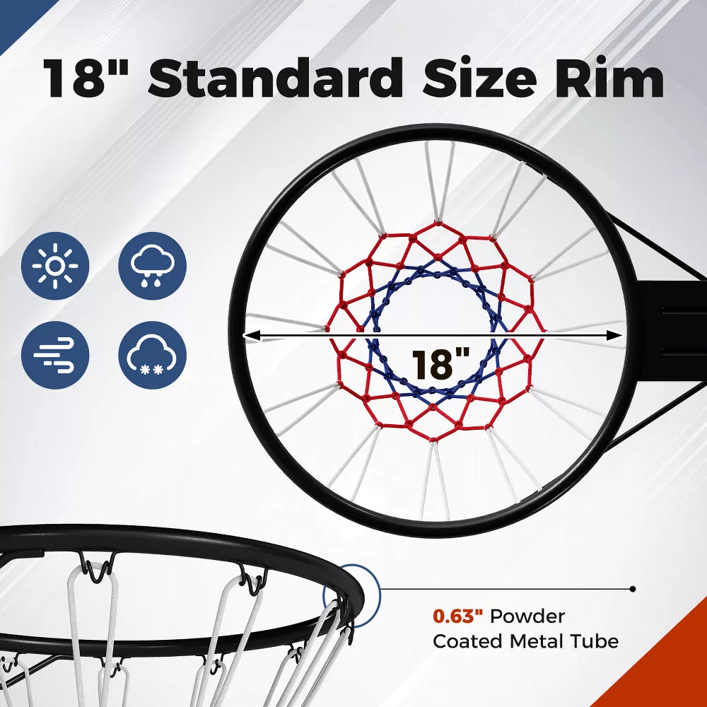 Aro de baloncesto de 18" con doble muelle y red -Costway - Imagen 4