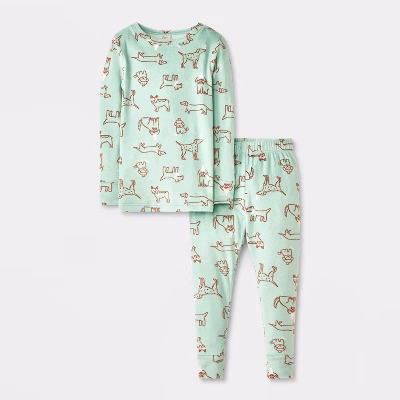 Conjunto de pijama de 2 piezas suave para niños talla 5 con diseño de perritos -Cat & Jack