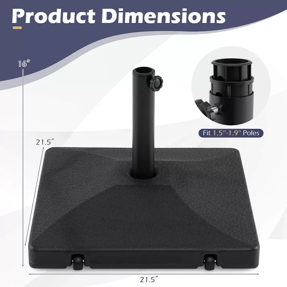 Base para sombrilla rellenable de 40 kg (90 lb) de alta resistencia con 2 ruedas -Costway - Imagen 7