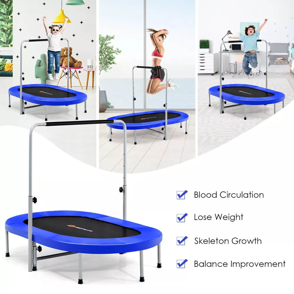 Trampolin plegable de 127 cm para 2 personas con barandilla ajustable - Costway - Imagen 6