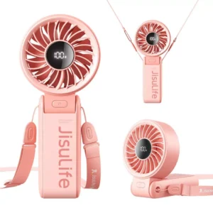 Ventilador portátil de mano Life7, color rosa -JISULIFE