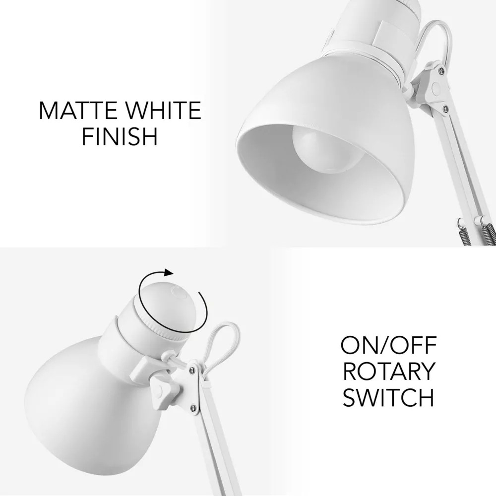 Lámpara de escritorio de 60 W con brazo articulado estilo arquitecto de 71 cm -Globe Electric - Imagen 3