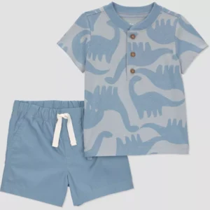 Conjunto de 2 piezas para bebé talla 3 meses con estampado de dinosaurios -Carter's