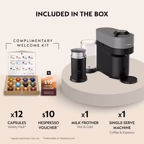 Cafetera Nespresso Vertuo Pop+ de Breville con espumador de leche, - Imagen 3