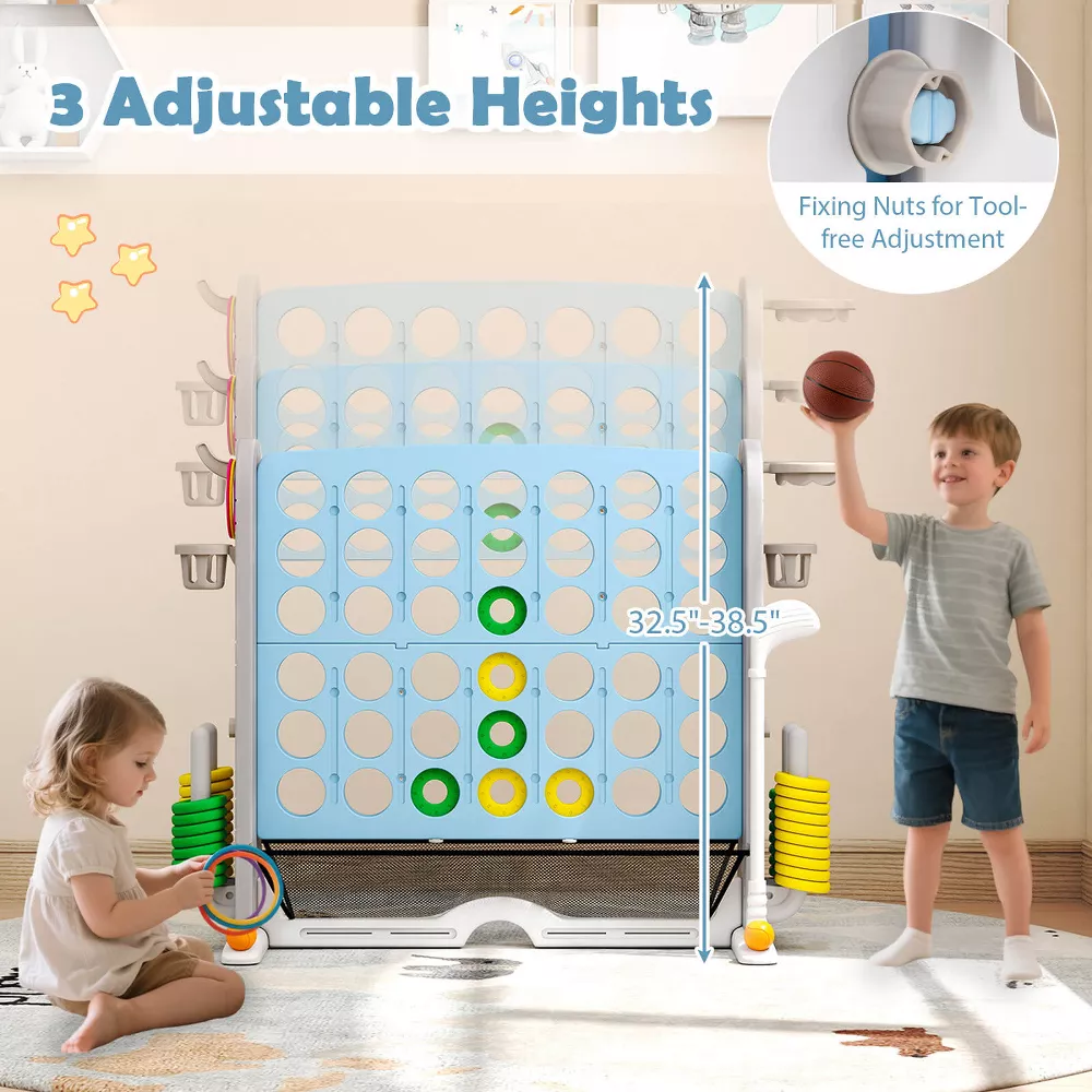 Juego gigante 4 en 1 (Conecta 4, baloncesto, lanzamiento de aros y golf) -Costway - Imagen 5