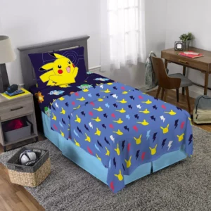 Juego de sábanas de 3 piezas tamaño Twin con diseño de Pokémon