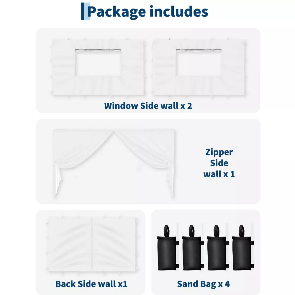 Paredes para carpa de 3x3 metros con protección UV color blanco -LinTimes - Imagen 2