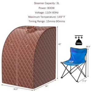 Alternative view of Sauna portátil con caja de temperatura ajustable de 9 niveles color café -Costway