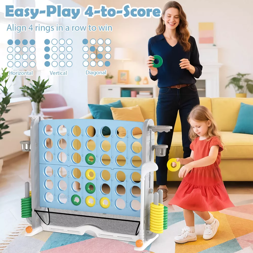 Juego gigante 4 en 1 (Conecta 4, baloncesto, lanzamiento de aros y golf) -Costway - Imagen 9