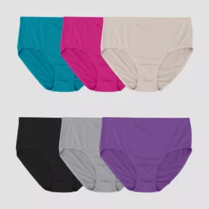 Paquete de 6 piezas de ropa interior de micromalla corte alto para mujer talla 2XL - Marca Fruit of the Loom