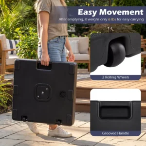 Alternative view of Base para sombrilla rellenable de 40 kg (90 lb) de alta resistencia con 2 ruedas -Costway