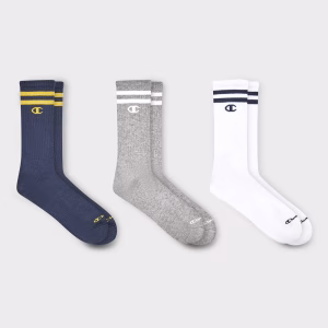 Paquete de 3 pares de calcetas para adulto verde y gris talla 6-12.5 -Champion