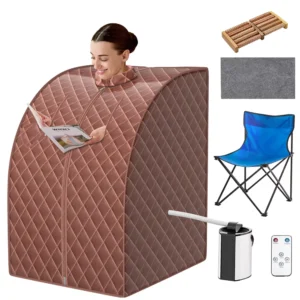 Sauna portátil con caja de temperatura ajustable de 9 niveles color café -Costway