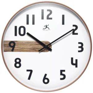 Reloj de pared de 30 cm con diseño minimalista color madera y cobre -Infinity Instruments