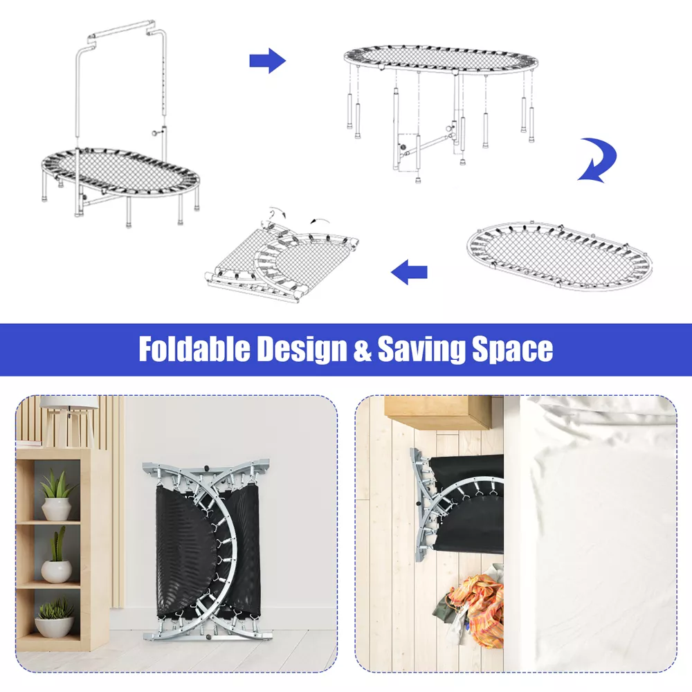 Trampolin plegable de 127 cm para 2 personas con barandilla ajustable - Costway - Imagen 9