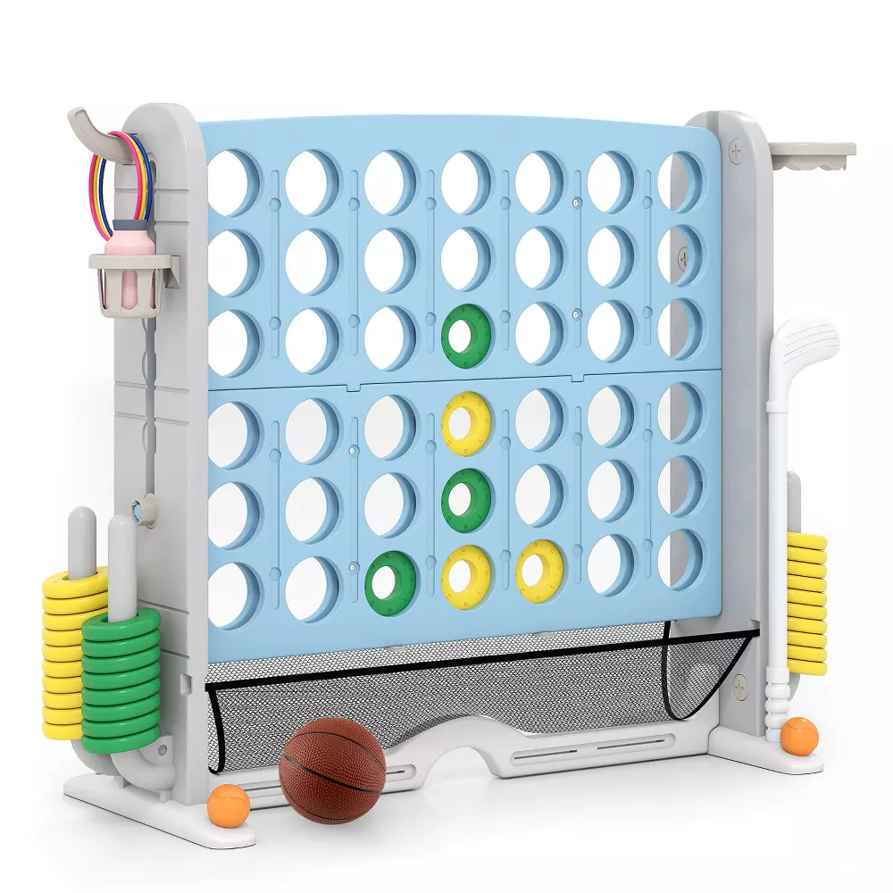 Juego gigante 4 en 1 (Conecta 4, baloncesto, lanzamiento de aros y golf) -Costway