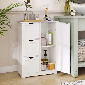 Alternative view of Mueble de baño con 3 cajones y 1 armario, color blanco - Costway