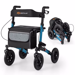 Andador plegable para adultos mayores con ruedas neumáticas todoterreno de 9" -Costway