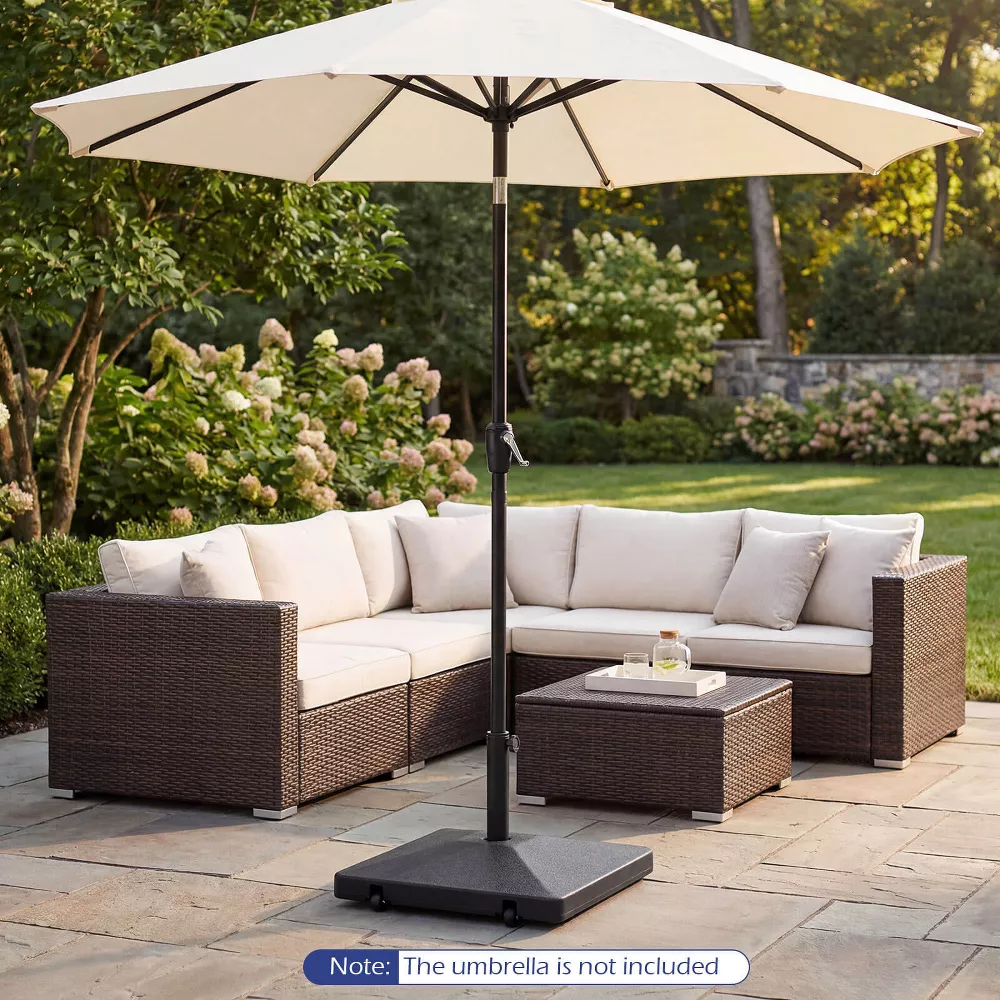 Base para sombrilla rellenable de 40 kg (90 lb) de alta resistencia con 2 ruedas -Costway - Imagen 6