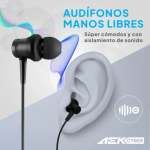Alternative view of Audífonos con cable tipo C de 1.2m y micrófono HD, color negro -AEK CYBER