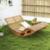 Silla mecedora de madera de acacia con asiento ergonómico curvo par alberca -Costway
