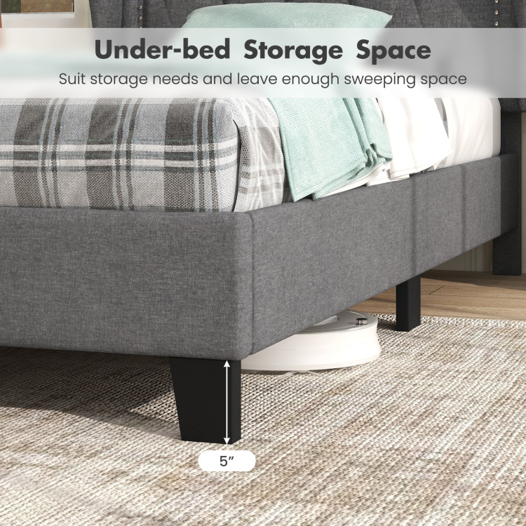Base de cama con cabecero tapizado tamaño Twin -Costway - Imagen 3