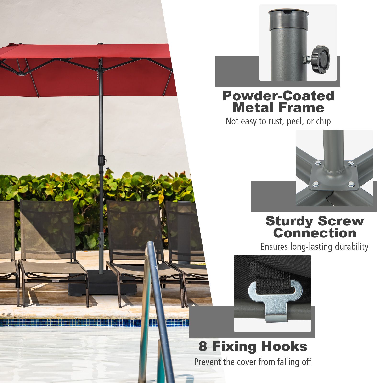 Base para sombrilla exterior de 90 kg, color negro -Costway - Imagen 2