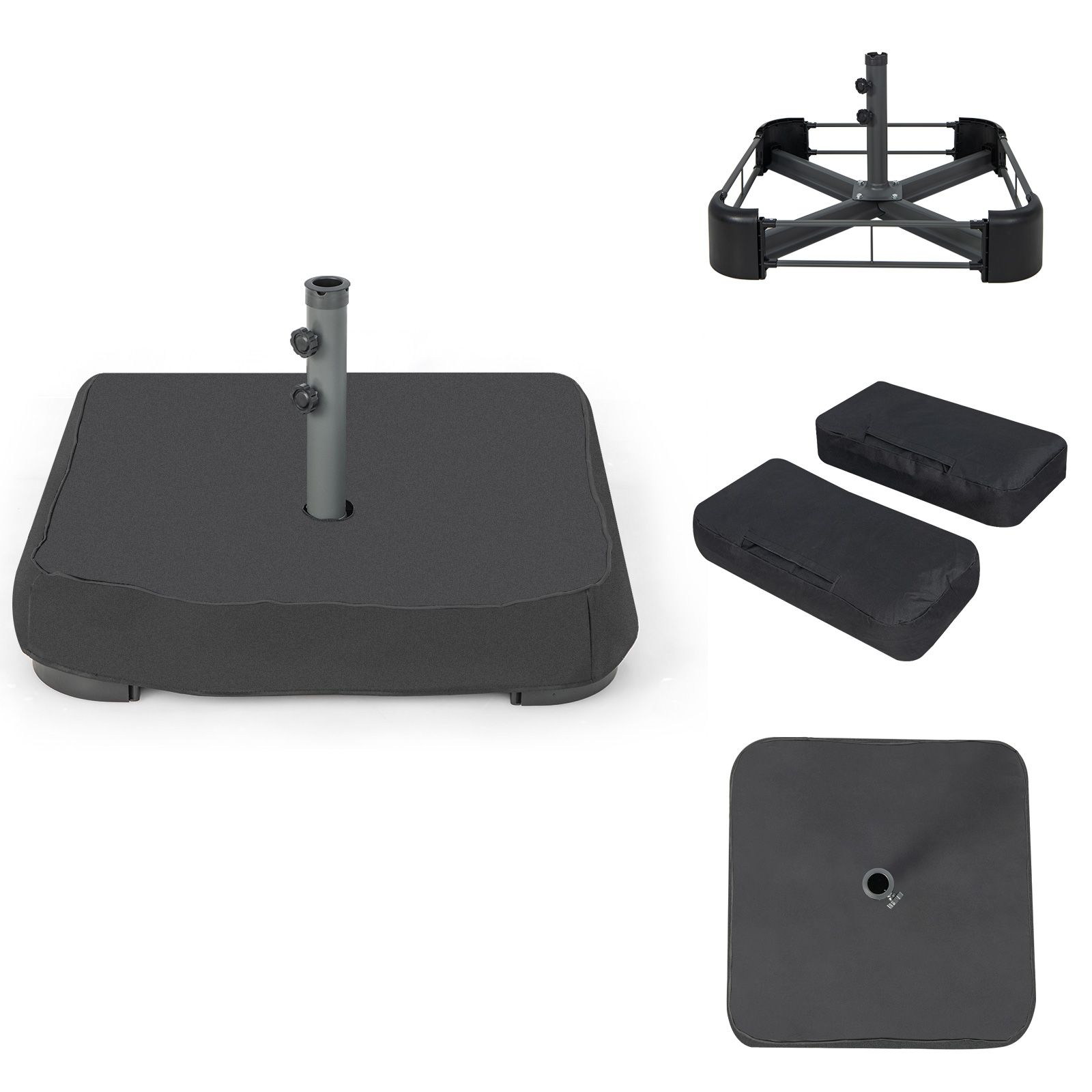 Base para sombrilla exterior de 90 kg, color negro -Costway - Imagen 6