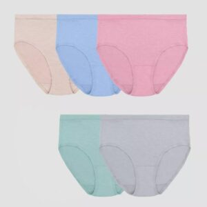 Paquete de 5 calzones de corte alto para dama talla L -Fruit of the Loom