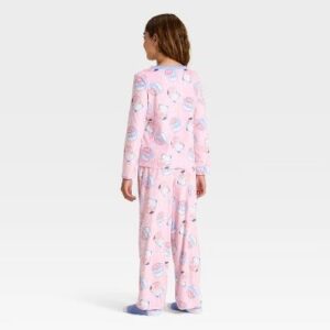 Alternative view of Conjunto de pijama navideño para niña talla 6 con calcetines 3 piezas color rosa - Marca Squishmallows