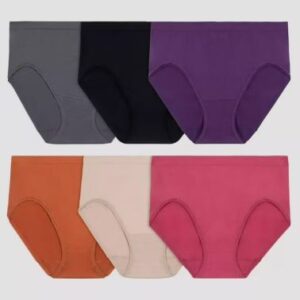 Paquete de 6 piezas de ropa interior sin costuras de corte alto para mujer colores surtidos, talla S - Marca Fruit of the Loom