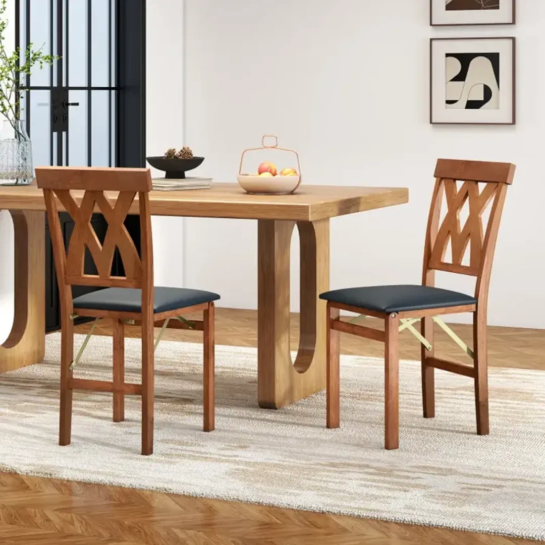 Juego de 2 sillas plegables de madera para comedor - Costway - Imagen 5