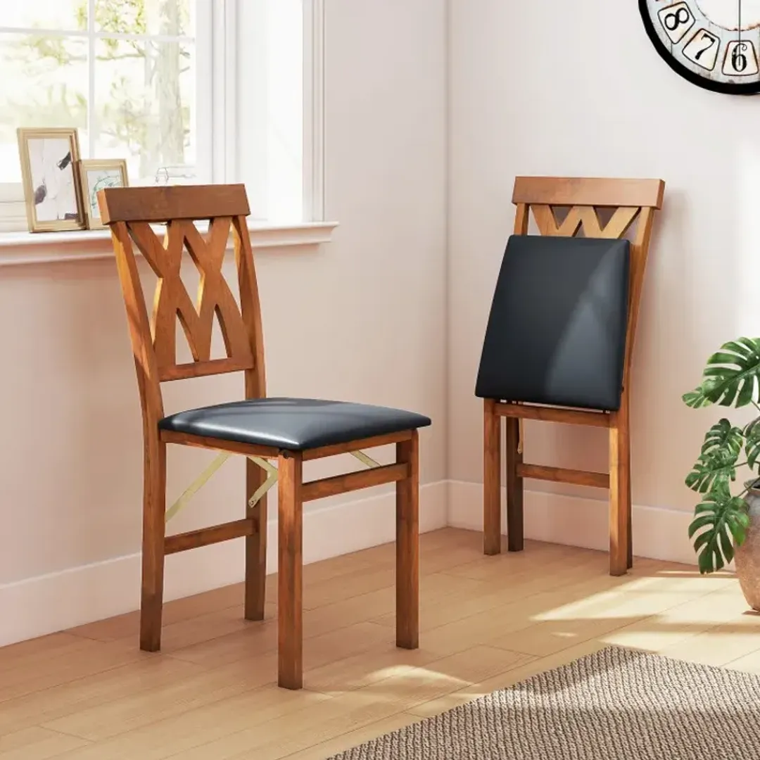 Juego de 2 sillas plegables de madera para comedor - Costway - Imagen 4