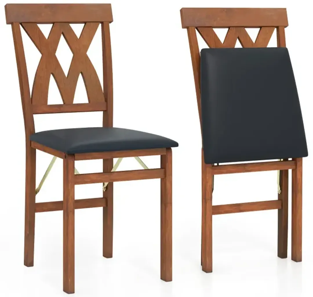 Juego de 2 sillas plegables de madera para comedor - Costway - Imagen 3