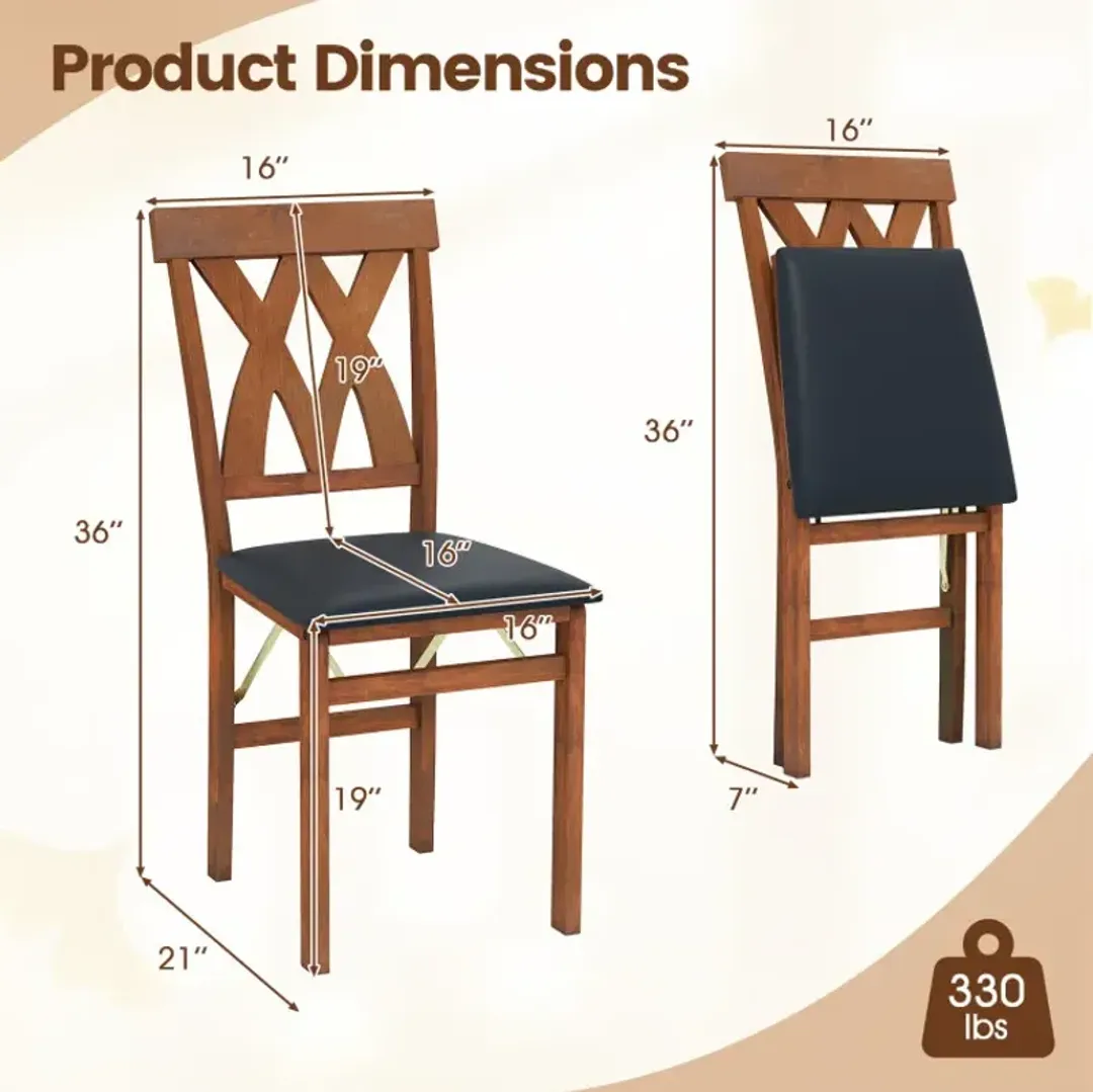 Juego de 2 sillas plegables de madera para comedor - Costway - Imagen 2