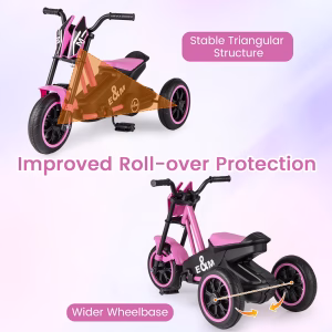 Alternative view of Triciclo rosa con ruedas antideslizantes para niña de 3+ años marca Gymax