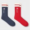 Paquete de 2 pares de calcetines para adulto azul y rojo talla 6-12.5 - Marca Champion Authentic Originals
