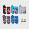 Paquete de 6 pares de calcetines infantiles azul y gris - Marca Nintendo Super Mario