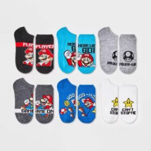 Paquete de 6 pares de calcetines infantiles azul y gris - Marca Nintendo Super Mario