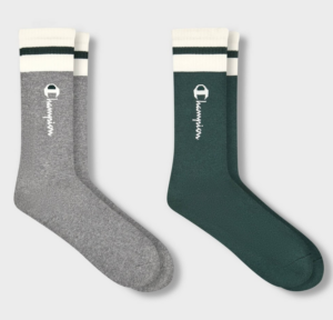 Paquete de 2 pares de calcetines para caballero talla 6/12.5 color verde y gris -Champion