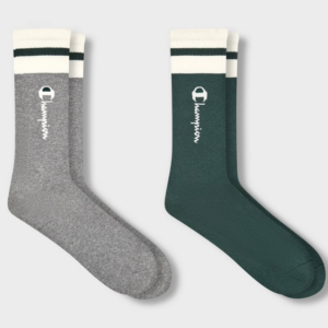Paquete de 2 pares de calcetines para caballero talla 6/12.5 color verde y gris -Champion