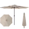 Sombrilla para exterior de 12 pies color beige con manivela, ventilación y mástil -Clihome