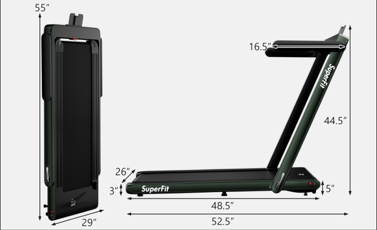 Caminadora plegable 2 en 1 de 2.25 caballos de fuerza, color verde -Costway - Imagen 3