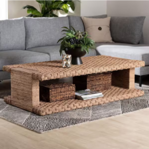 Mesa de centro rectangular de 140 cm con mimbre de hierba marina -Bali & Pari