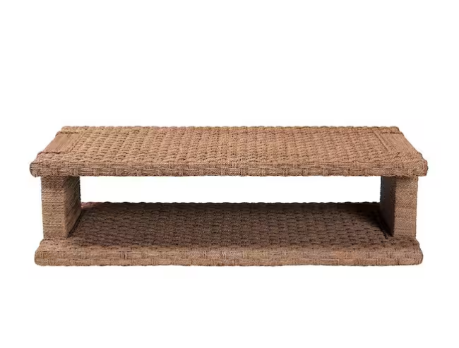 Mesa de centro rectangular de 140 cm con mimbre de hierba marina -Bali & Pari - Imagen 3