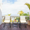 Conjunto de bistro de 3 piezas con sillas y mesa de vidrio para exterior -Kadehome