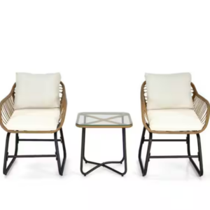 Alternative view of Conjunto de bistro de 3 piezas con sillas y mesa de vidrio para exterior -Kadehome